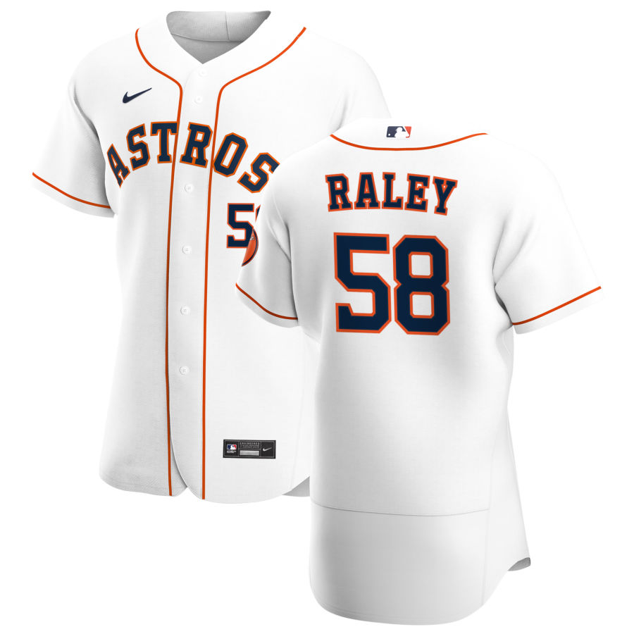 Personalized Houston Astros #58 Brooks Raley Men’s White Home 2020 Authentic Player MLB Jersey