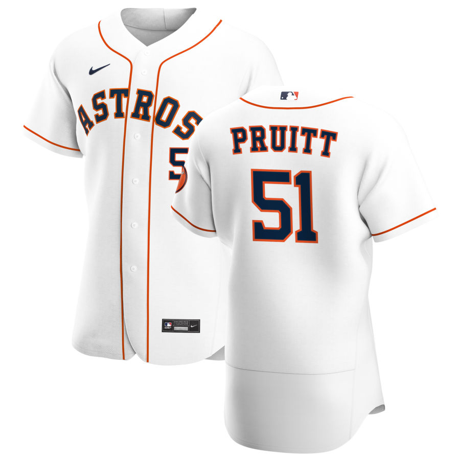Personalized Houston Astros #51 Austin Pruitt Men’s White Home 2020 Authentic Player MLB Jersey