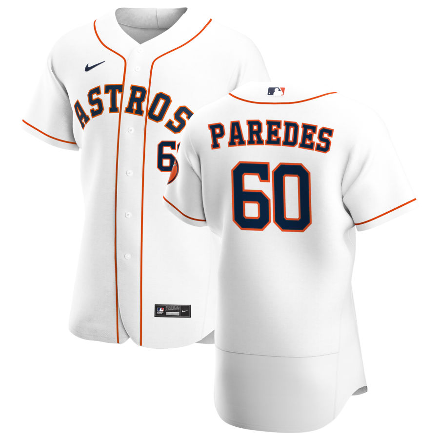 Personalized Houston Astros #60 Enoli Paredes Men’s White Home 2020 Authentic Player MLB Jersey