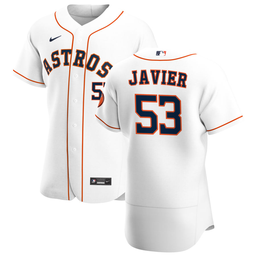 Personalized Houston Astros #53 Cristian Javier Men’s White Home 2020 Authentic Player MLB Jersey