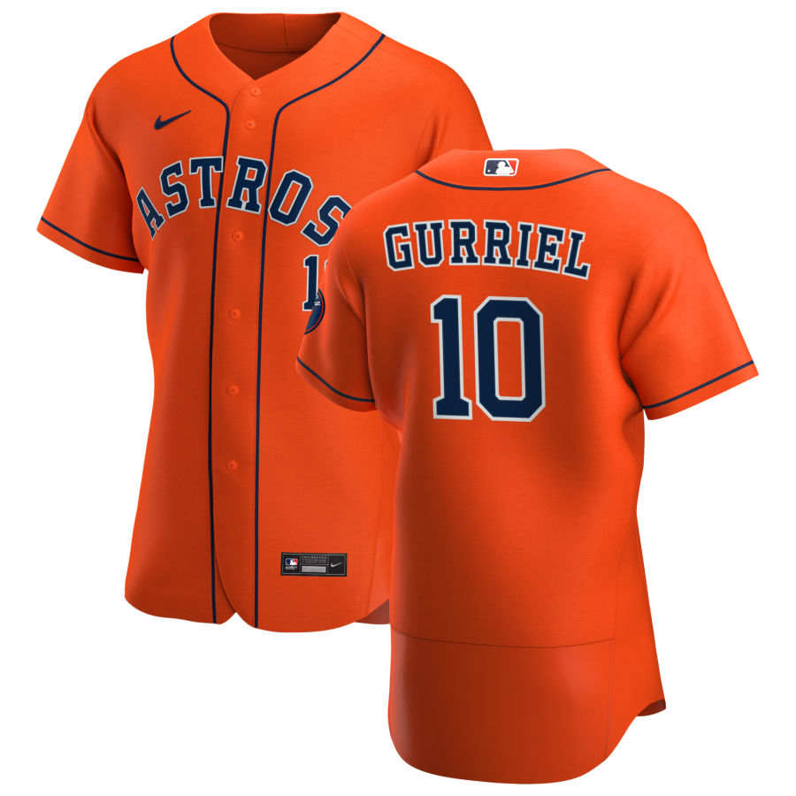 Personalized Houston Astros #10 Yuli Gurriel Men’s Orange Alternate 2020 Authentic Team MLB Jersey