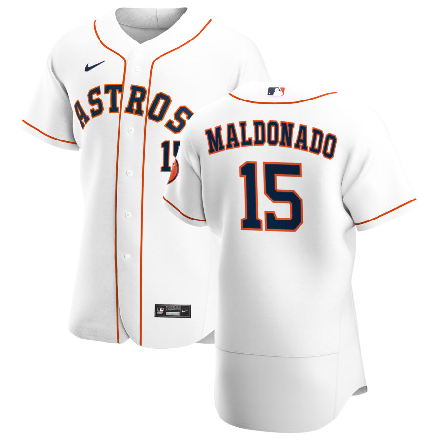 Personalized Houston Astros #15 Martin Maldonado Men’s White Home 2020 Authentic Player MLB Jersey