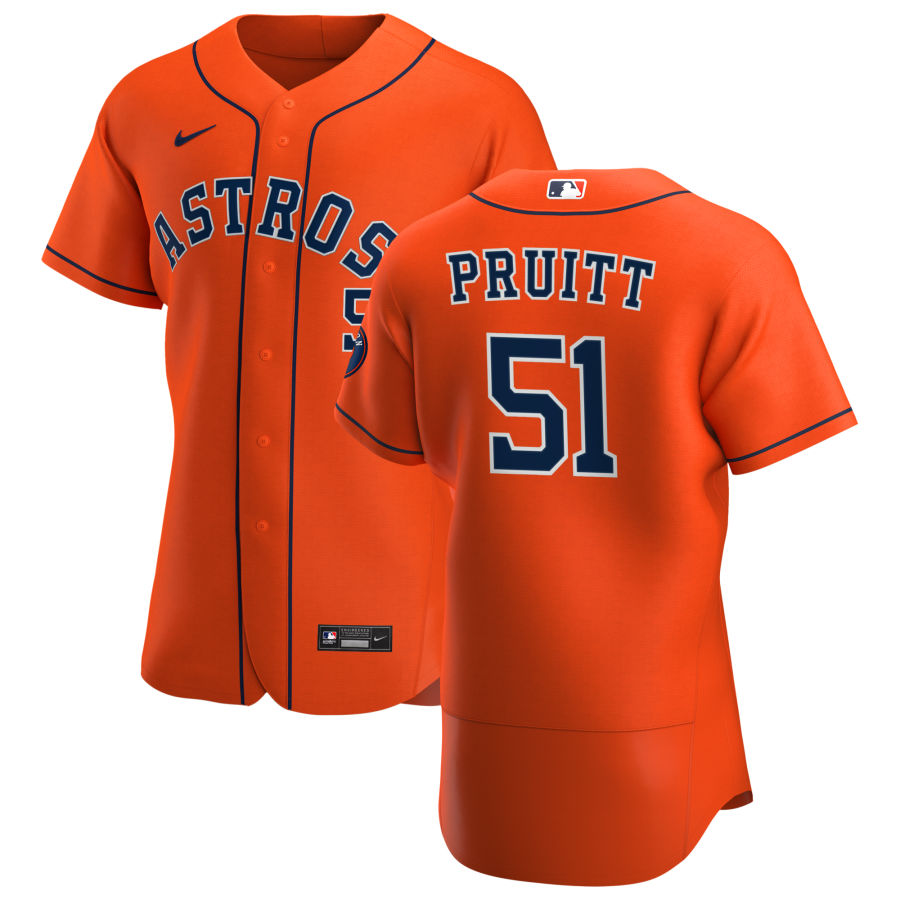 Personalized Houston Astros #51 Austin Pruitt Men’s Orange Alternate 2020 Authentic Team MLB Jersey