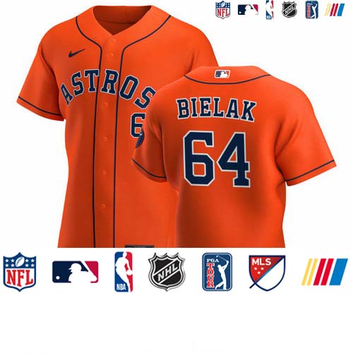 Personalized Houston Astros #64 Brandon Bielak Men’s Orange Alternate 2020 Authentic Team MLB Jersey