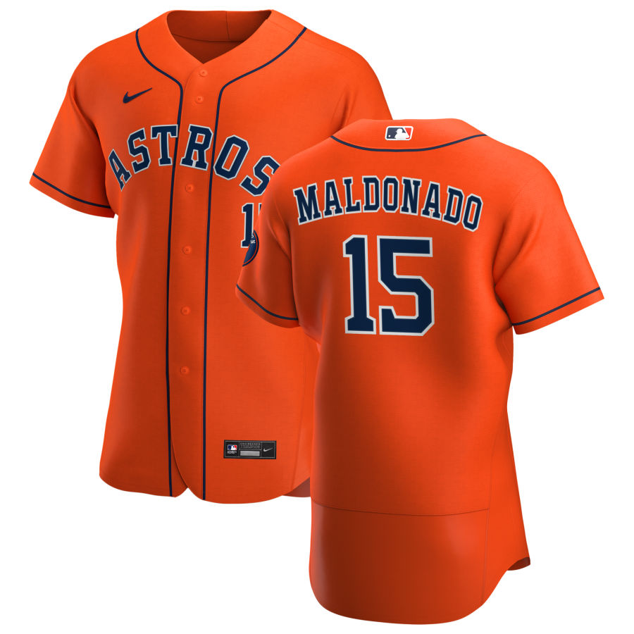 Personalized Houston Astros #15 Martin Maldonado Men’s Orange Alternate 2020 Authentic Team MLB Jersey