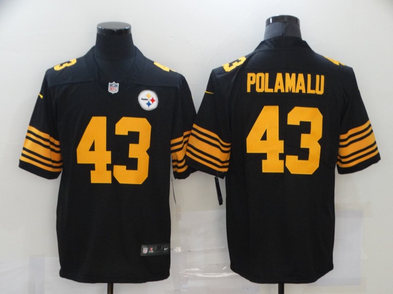 Personalized Steelers 43 Troy Polamalu Black Color Rush Limited Jersey
