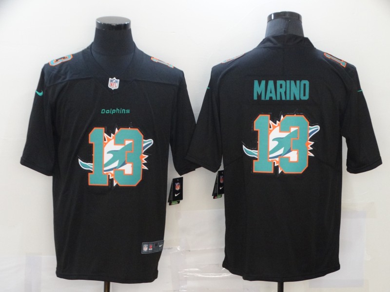 Personalized Dolphins 13 Dan Marino Black Shadow Logo Limited Jersey