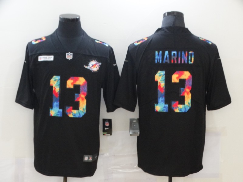 Personalized Dolphins 13 Dan Marino Black Untouchable Rainbow Limited Jersey