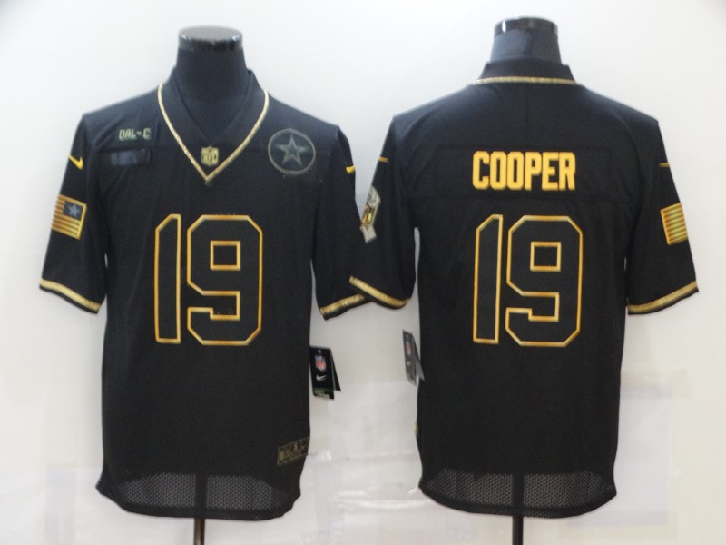Personalized Cowboys 19 Amari Cooper Black Gold 2020 Salute To Service Limited Jersey