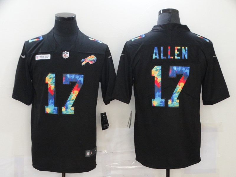 Personalized Bills 17 Josh Allen Black Untouchable Rainbow Limited Jersey