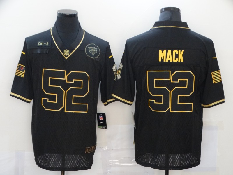 Personalized Bears 52 Khalil Mack Black Gold 2020 Salute To Service Limited Jersey