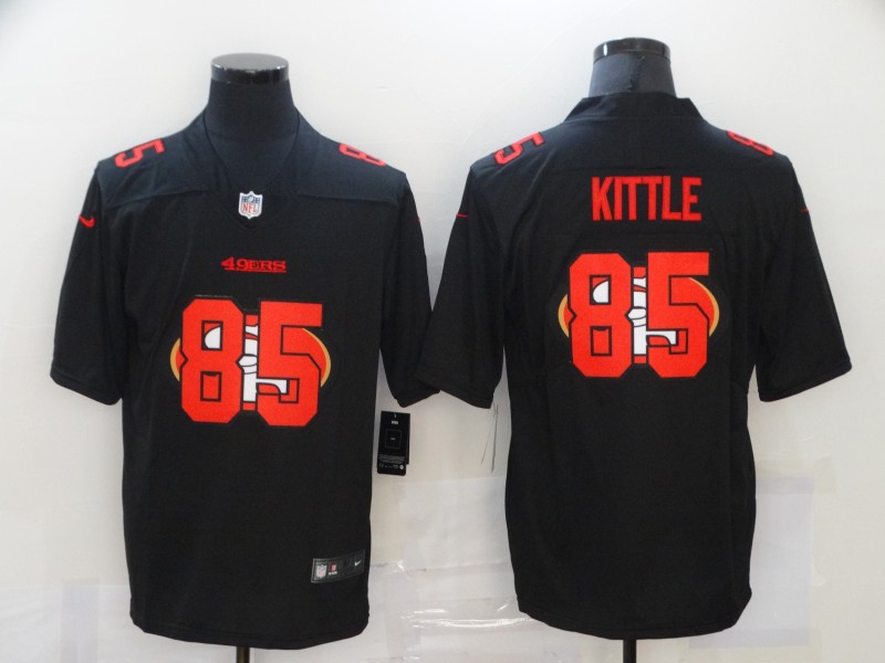 Personalized 49ers 85 George Kittle Black Shadow Logo Limited Jersey
