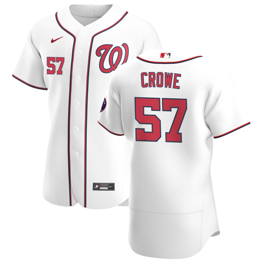 Personalized Washington Nationals #57 Wil Crowe Men’s White Home 2020 Authentic Player MLB Jersey