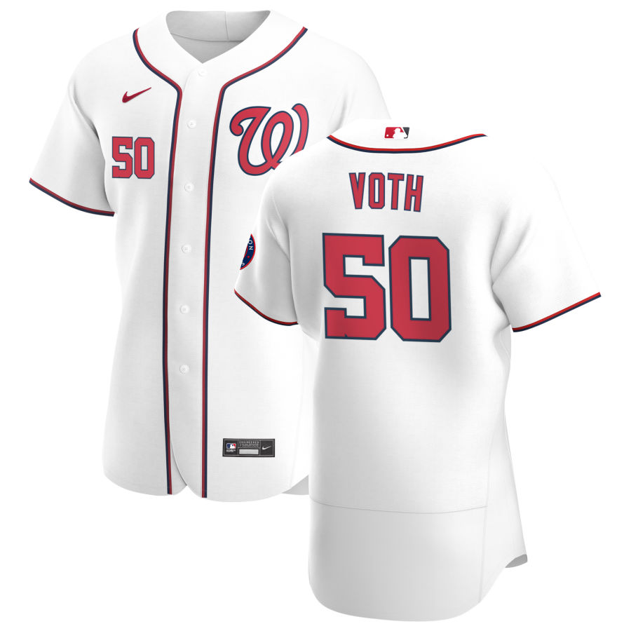Personalized Washington Nationals #50 Austin Voth Men’s White Home 2020 Authentic Player MLB Jersey