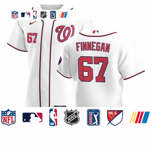 Personalized Washington Nationals #67 Kyle Finnegan Men’s White Home 2020 Authentic Player MLB Jersey