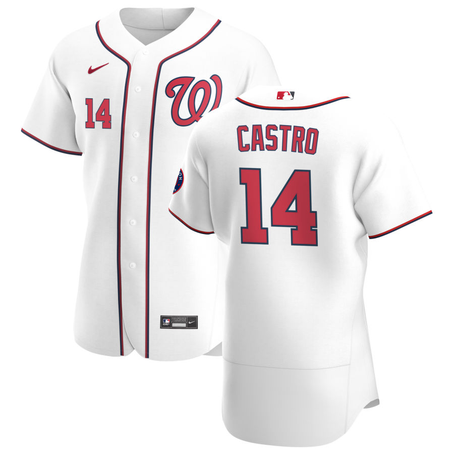 Personalized Washington Nationals #14 Starlin Castro Men’s White Home 2020 Authentic Player MLB Jersey