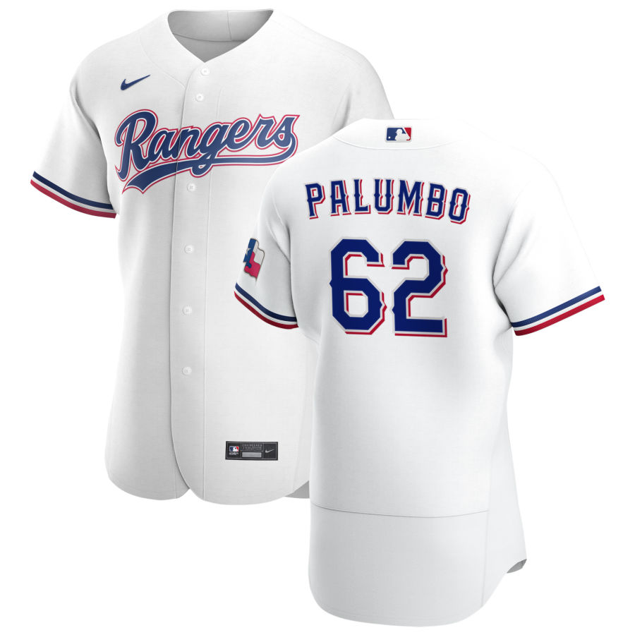 Personalized Texas Rangers #62 Joe Palumbo Men’s White Home 2020 Authentic Player MLB Jersey
