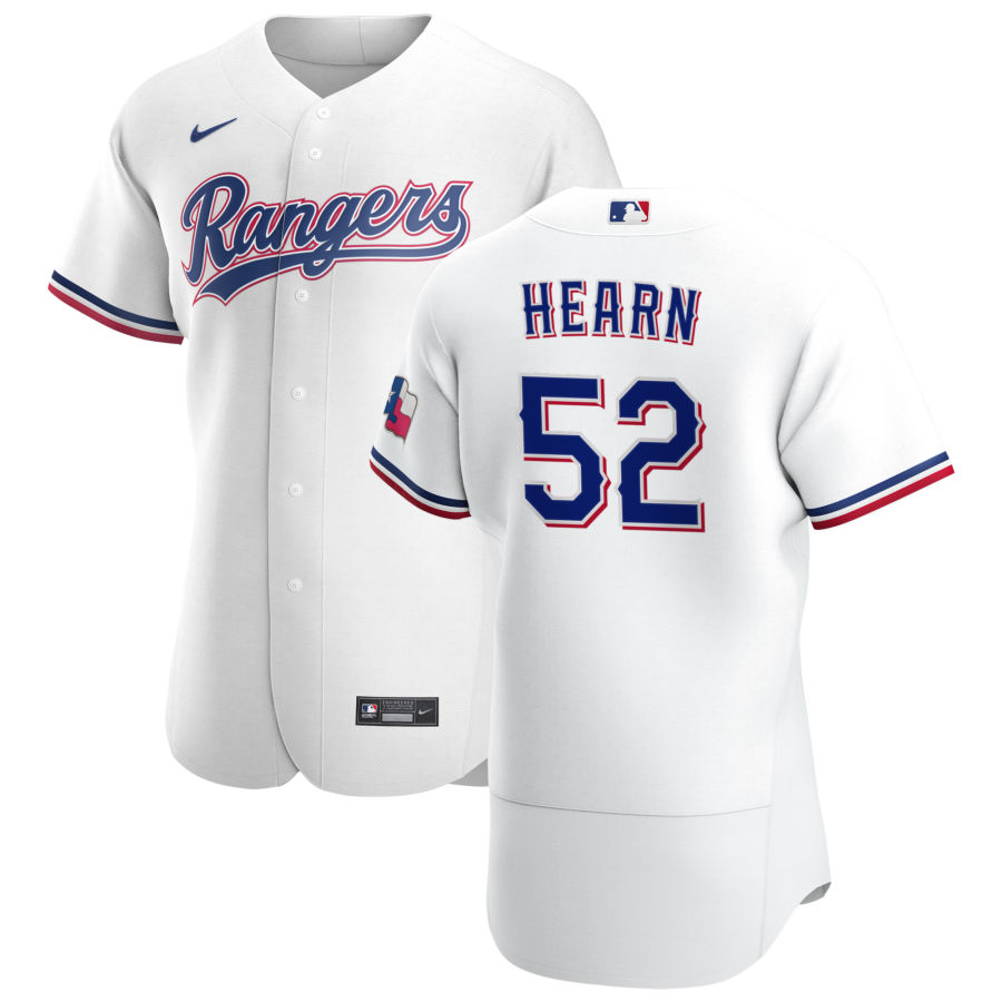 Personalized Texas Rangers #52 Taylor Hearn Men’s White Home 2020 Authentic Player MLB Jersey