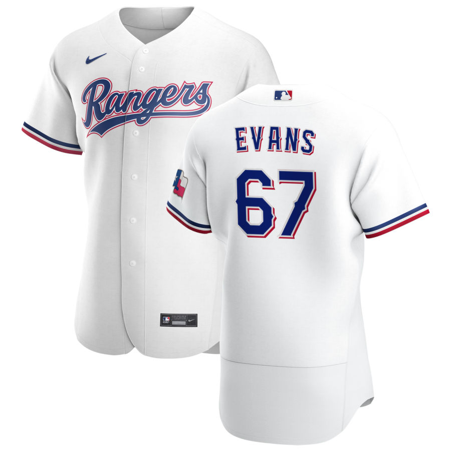 Personalized Texas Rangers #67 Demarcus Evans Men’s White Home 2020 Authentic Player MLB Jersey