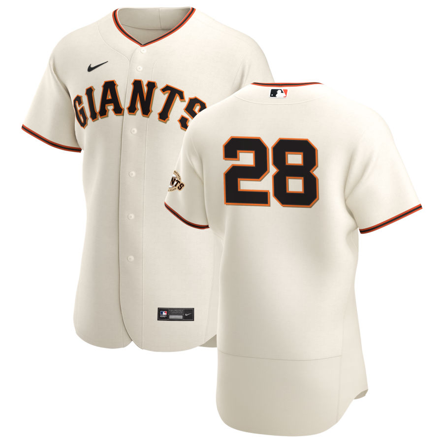 Personalized San Francisco Giants #28 Buster Posey Men’s Cream Home 2020 Authentic Player MLB Jersey