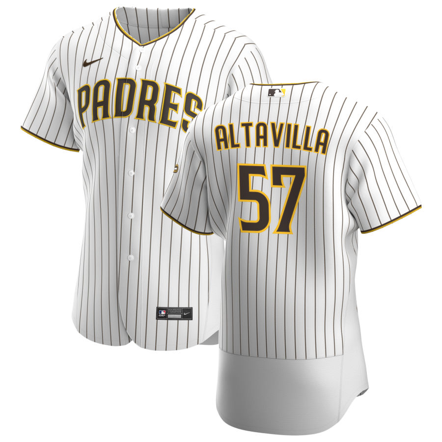 Personalized San Diego Padres #57 Dan Altavilla Men’s White Brown Home 2020 Authentic Player Jersey