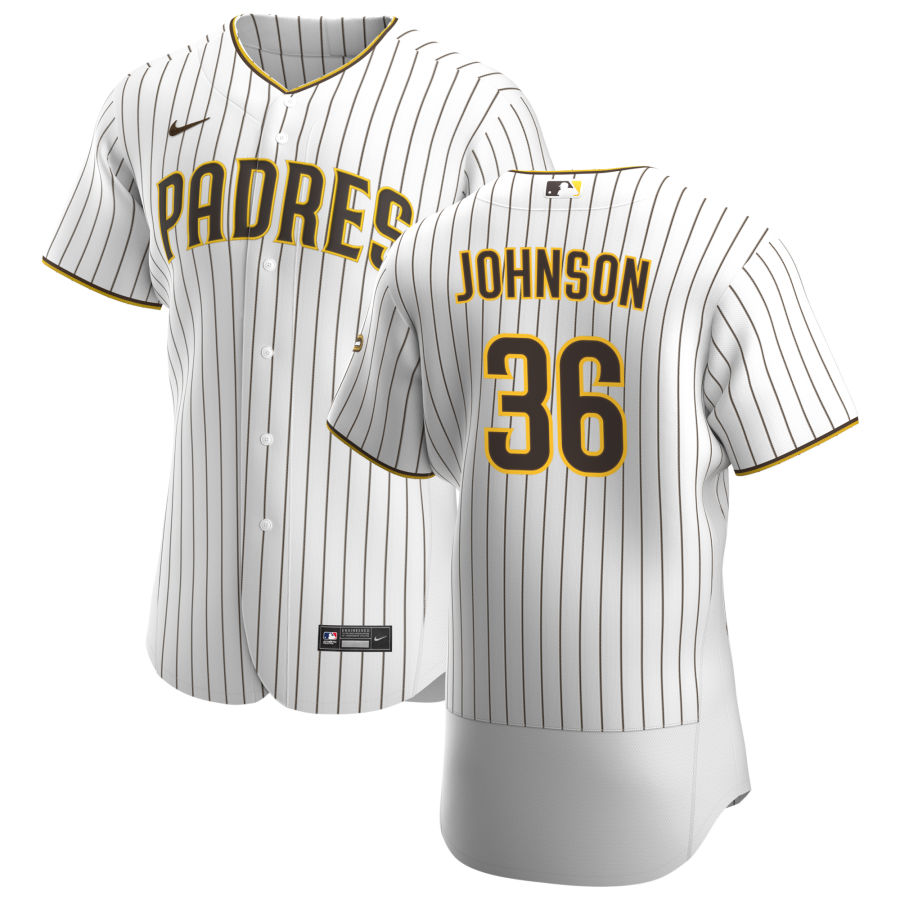 Personalized San Diego Padres #36 Pierce Johnson Men’s White Brown Home 2020 Authentic Player Jersey