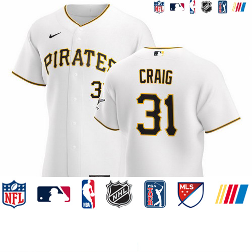 Personalized Pittsburgh Pirates #31 Will Craig Men’s White Home 2020 Authentic Player MLB Jersey