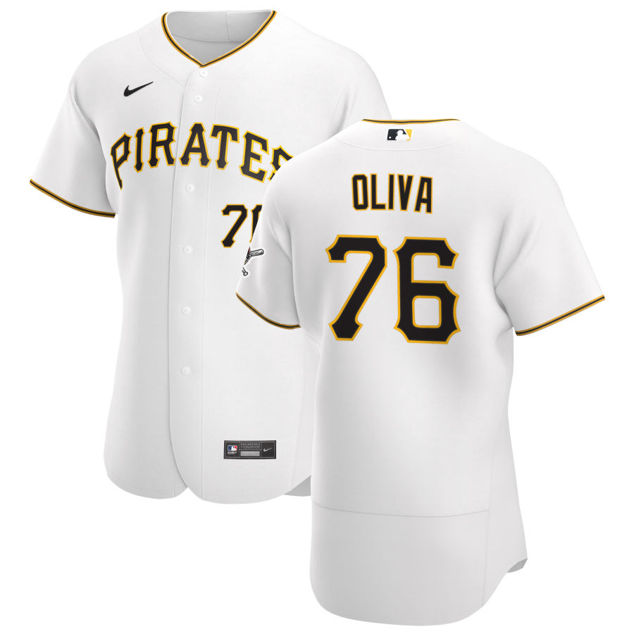 Personalized Pittsburgh Pirates #76 Jared Oliva Men’s White Home 2020 Authentic Player MLB Jersey