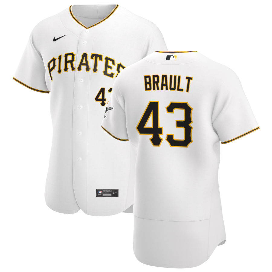 Personalized Pittsburgh Pirates #43 Steven Brault Men’s White Home 2020 Authentic Player MLB Jersey