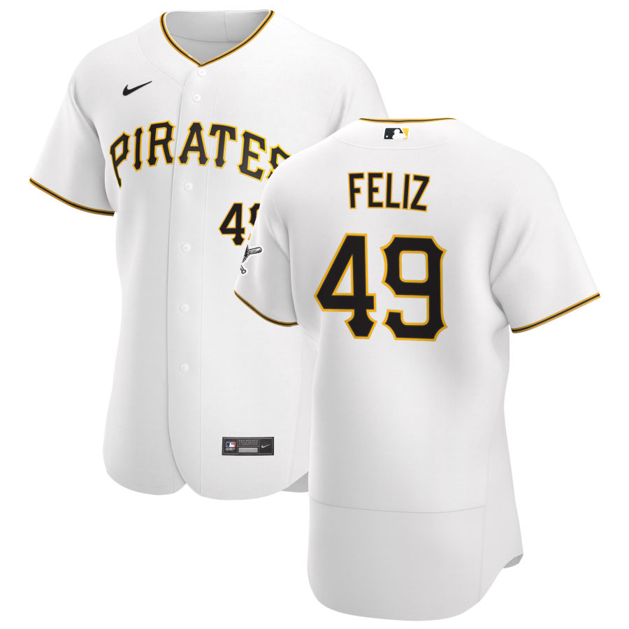 Personalized Pittsburgh Pirates #49 Michael Feliz Men’s White Home 2020 Authentic Player MLB Jersey