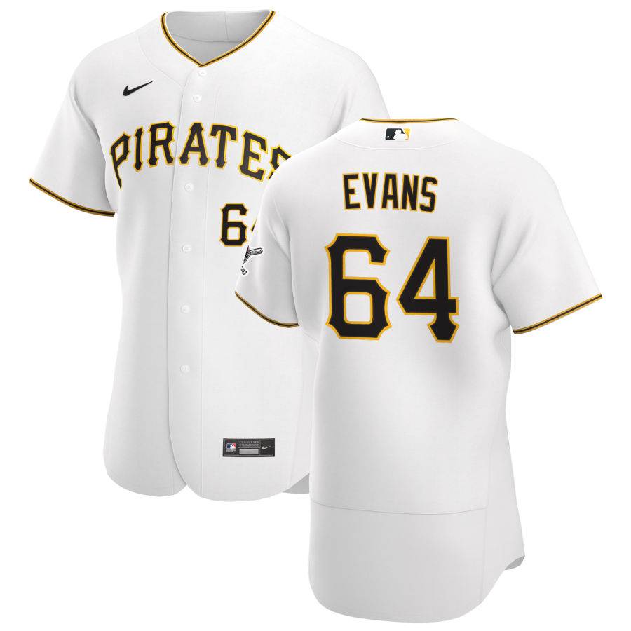 Personalized Pittsburgh Pirates #64 Phillip Evans Men’s White Home 2020 Authentic Player MLB Jersey