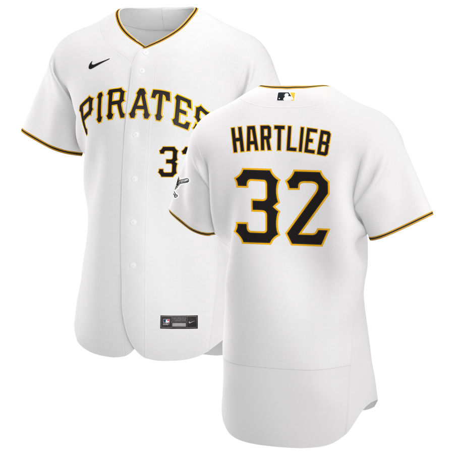 Personalized Pittsburgh Pirates #32 Geoff Hartlieb Men’s White Home 2020 Authentic Player MLB Jersey