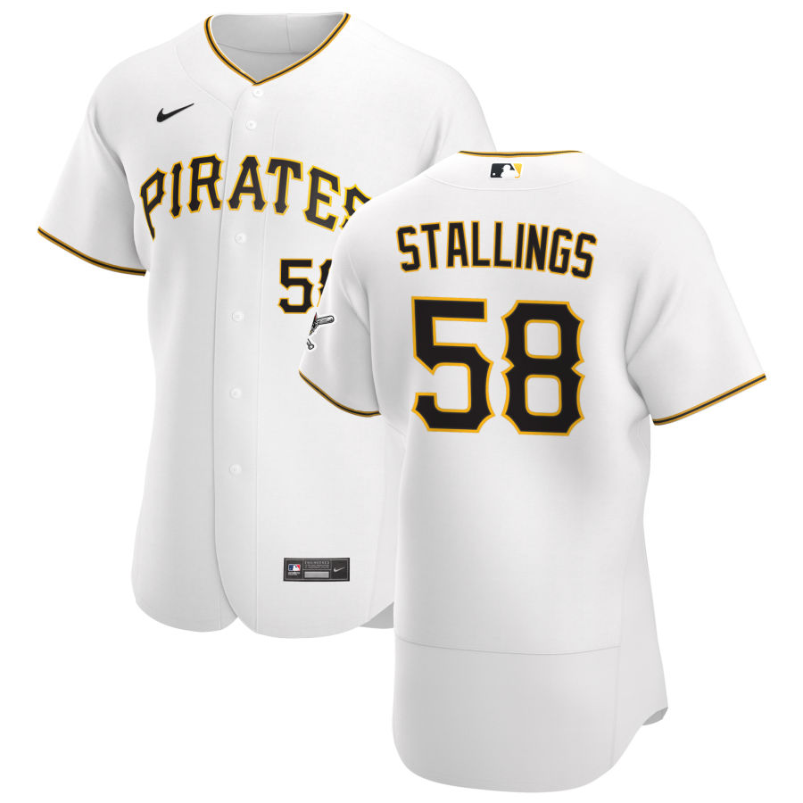 Personalized Pittsburgh Pirates #58 Jacob Stallings Men’s White Home 2020 Authentic Player MLB Jersey