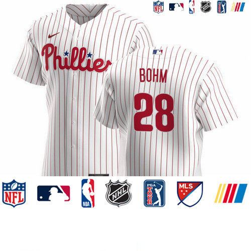 Personalized Philadelphia Phillies #28 Alec Bohm Men’s White Home 2020 Authentic Player MLB Jersey
