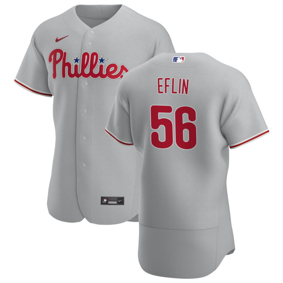 Personalized Philadelphia Phillies #56 Zach Eflin Men’s Gray Road 2020 Authentic Player MLB Jersey