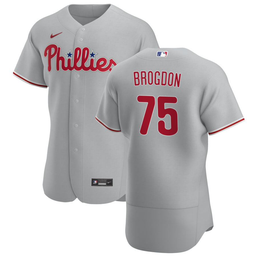 Personalized Philadelphia Phillies #75 Connor Brogdon Men’s Gray Road 2020 Authentic Player MLB Jersey