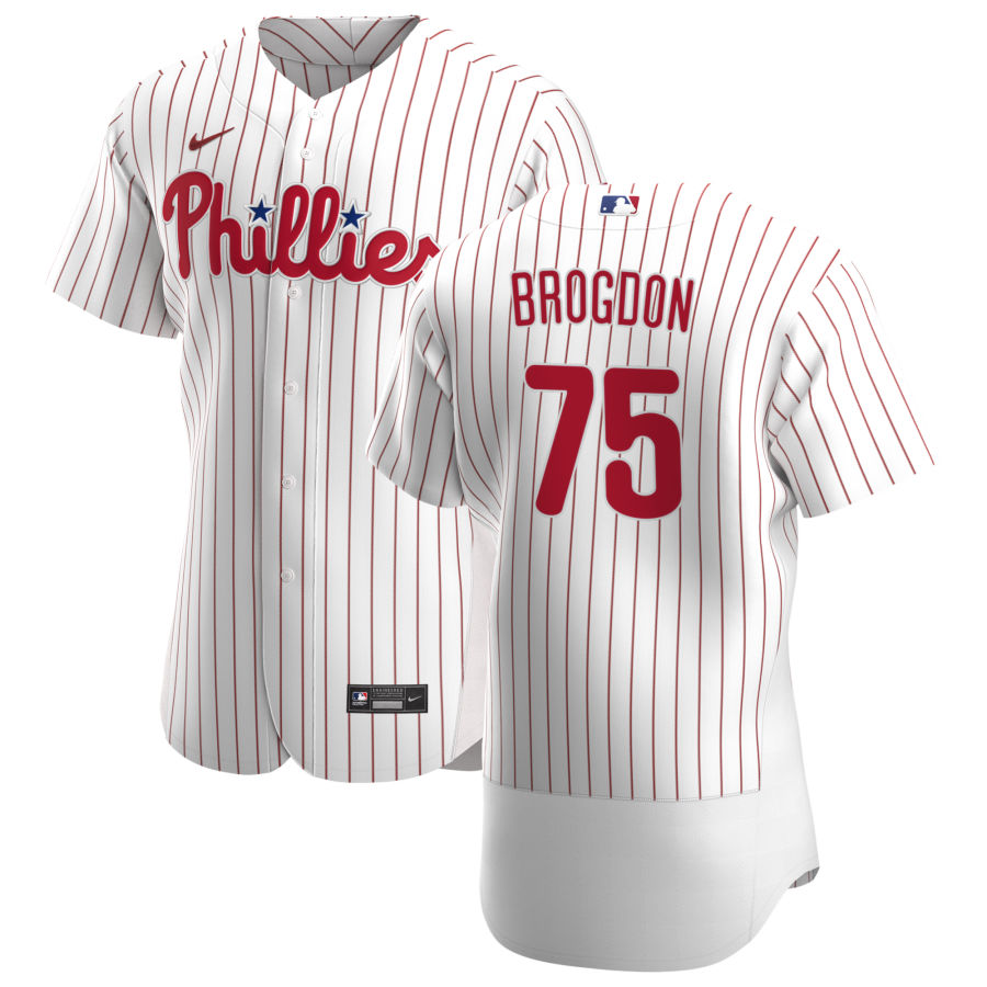 Personalized Philadelphia Phillies #75 Connor Brogdon Men’s White Home 2020 Authentic Player MLB Jersey