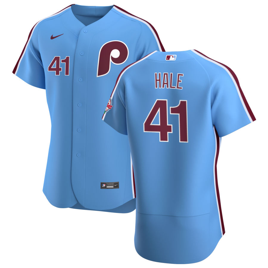 Personalized Philadelphia Phillies #41 David Hale Men’s Light Blue Alternate 2020 Authentic Player MLB Jersey
