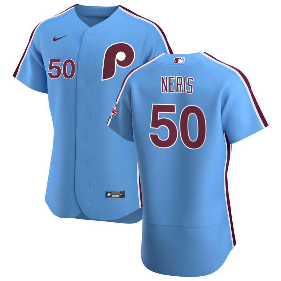 Personalized Philadelphia Phillies #50 Hector Neris Men’s Light Blue Alternate 2020 Authentic Player MLB Jersey