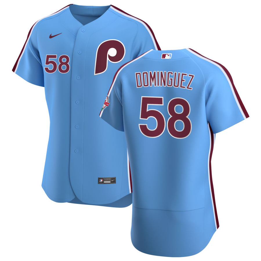 Personalized Philadelphia Phillies #58 Seranthony Dominguez Men’s Light Blue Alternate 2020 Authentic Player MLB Jersey