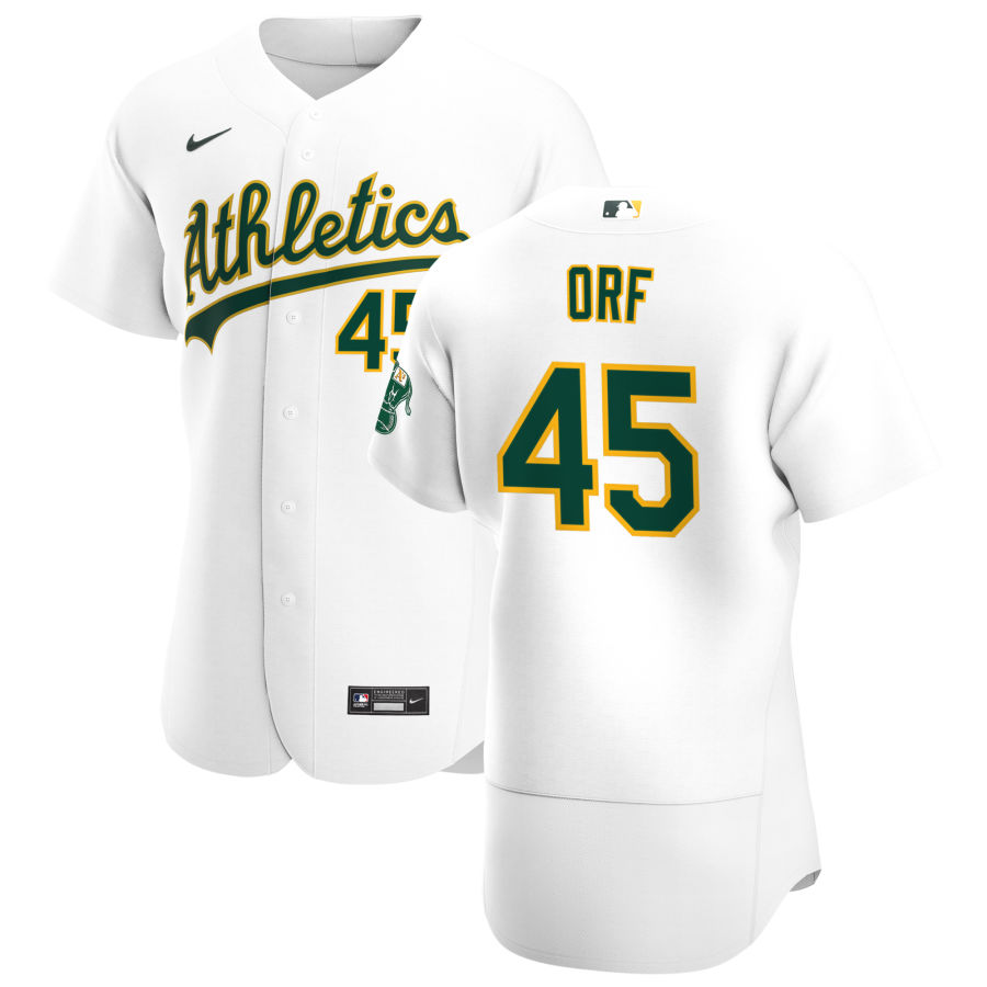 Personalized Oakland Athletics #45 Nate Orf Men’s White Home 2020 Authentic Player MLB Jersey