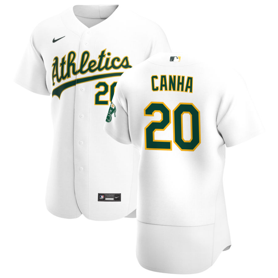 Personalized Oakland Athletics #20 Mark Canha Men’s White Home 2020 Authentic Player MLB Jersey