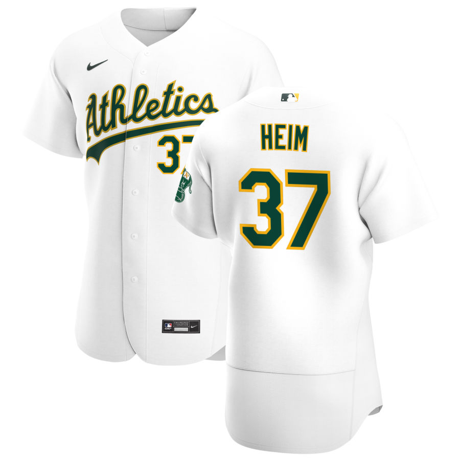 Personalized Oakland Athletics #37 Jonah Heim Men’s White Home 2020 Authentic Player MLB Jersey