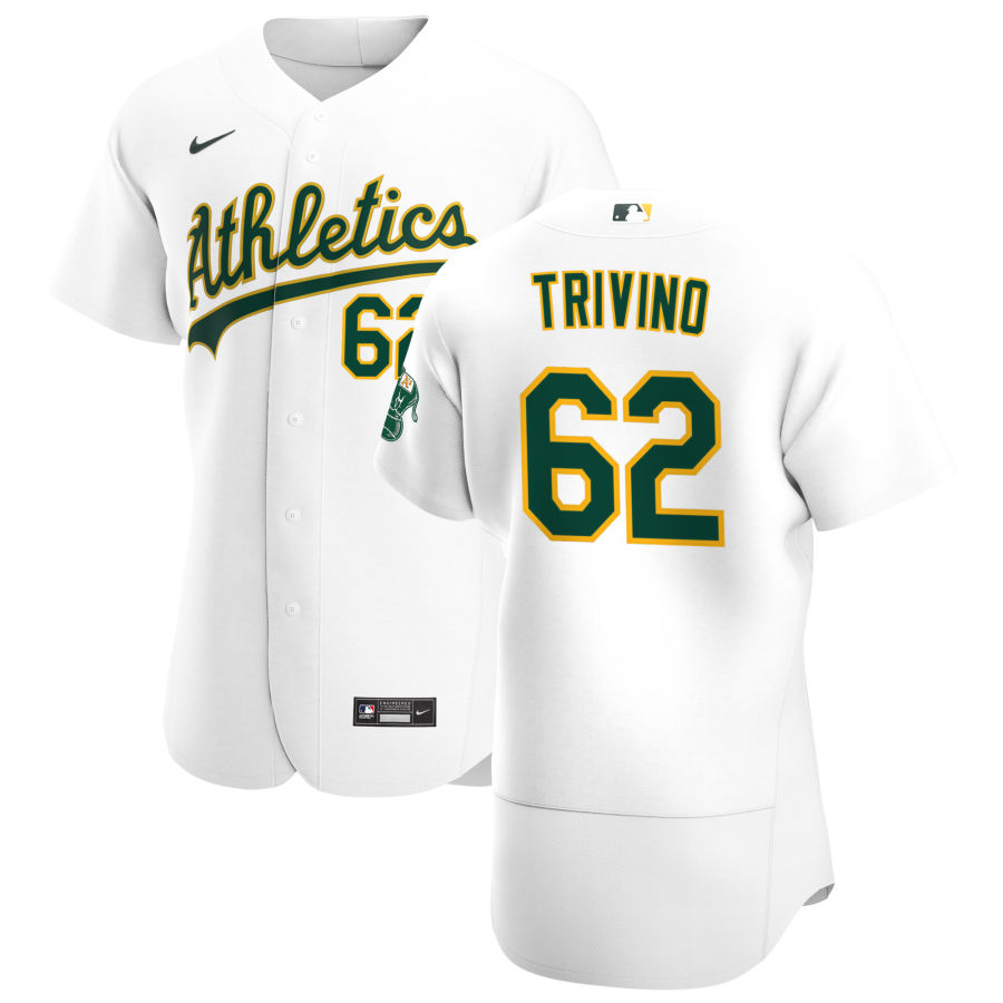 Personalized Oakland Athletics #62 Lou Trivino Men’s White Home 2020 Authentic Player MLB Jersey
