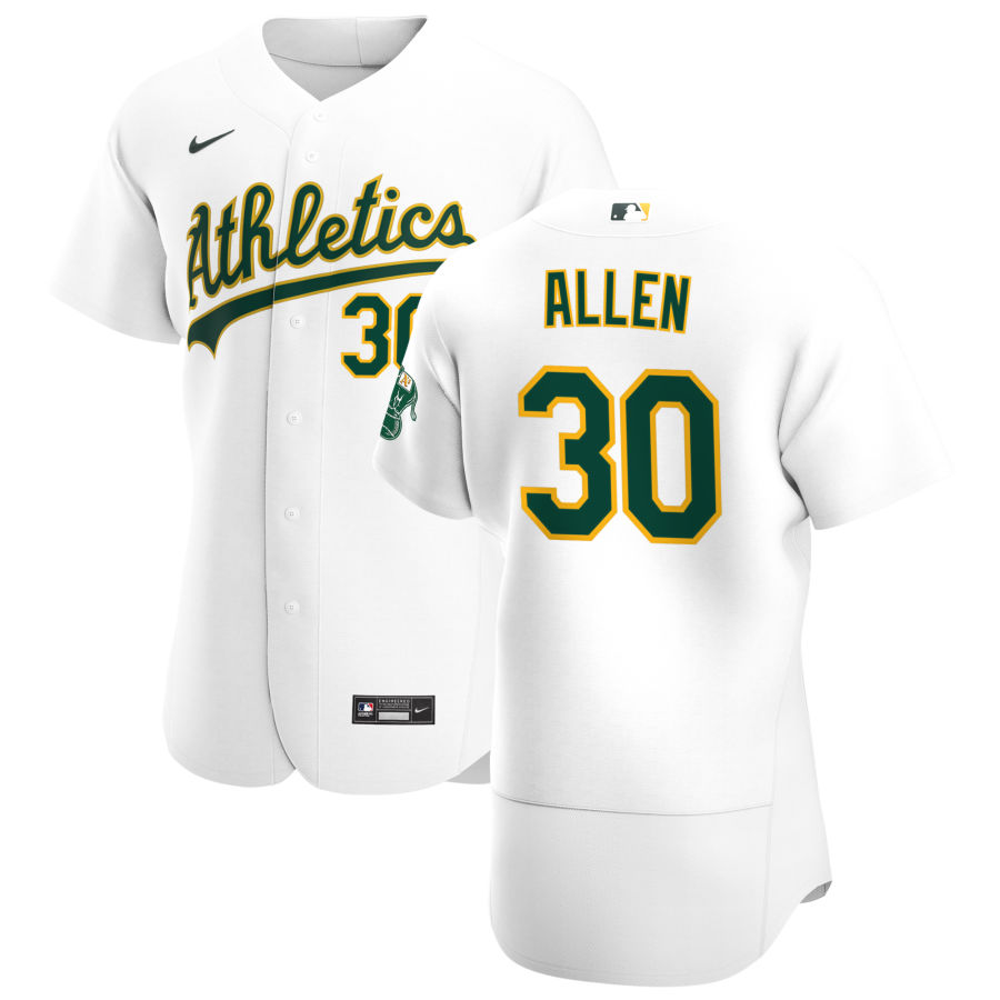 Personalized Oakland Athletics #30 Austin Allen Men’s White Home 2020 Authentic Player MLB Jersey