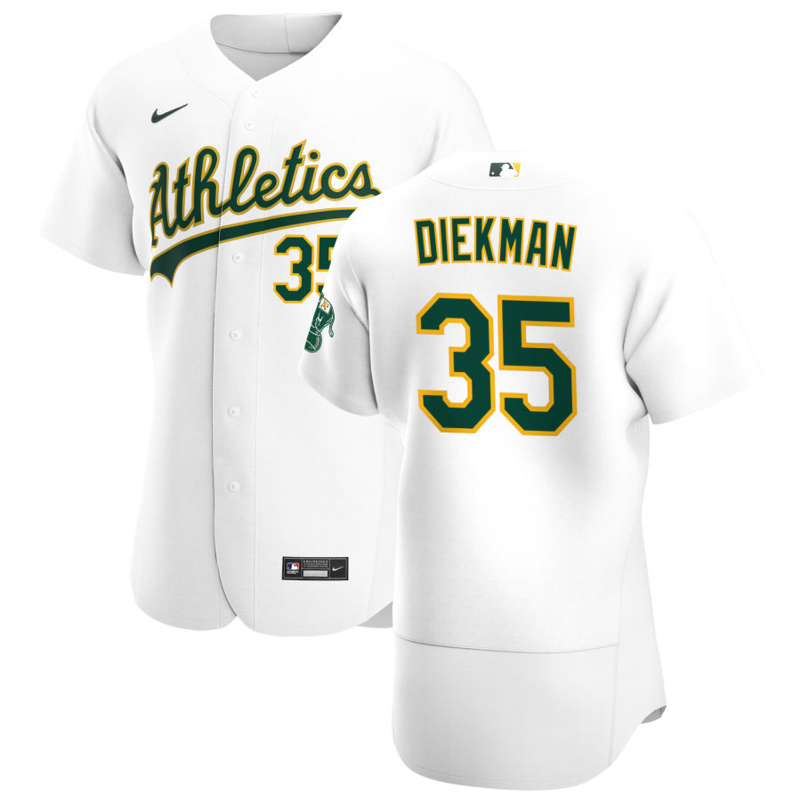 Personalized Oakland Athletics #35 Jake Diekman Men’s White Home 2020 Authentic Player MLB Jersey