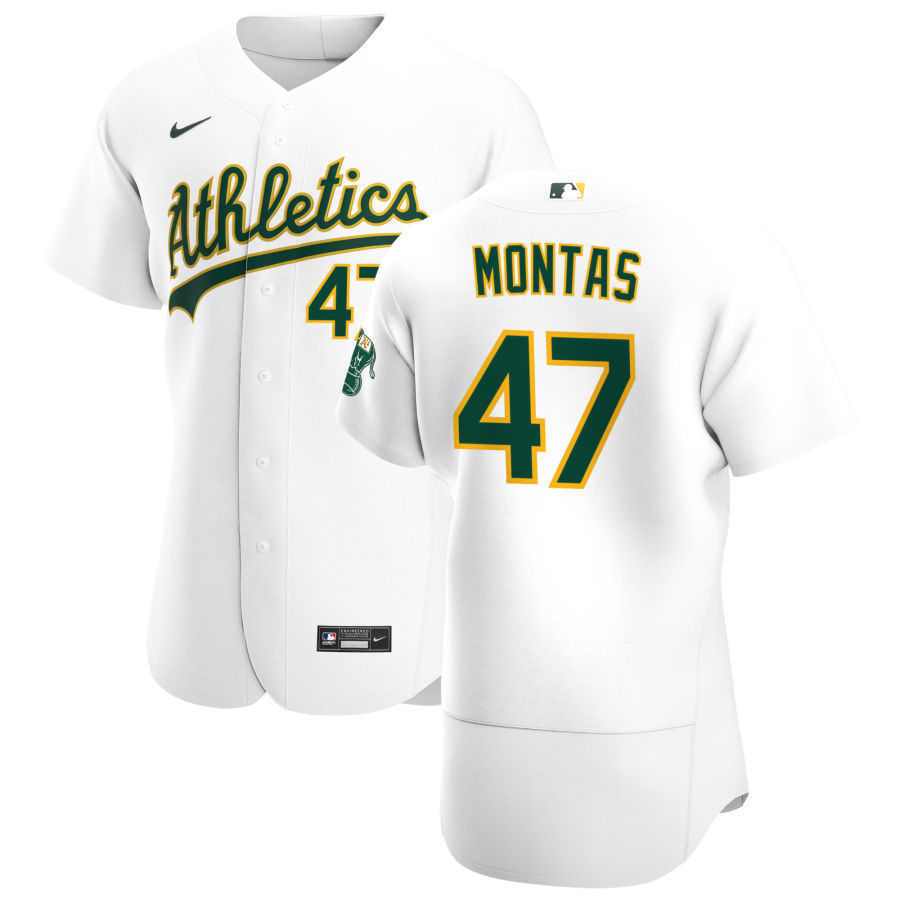 Personalized Oakland Athletics #47 Frankie Montas Men’s White Home 2020 Authentic Player MLB Jersey