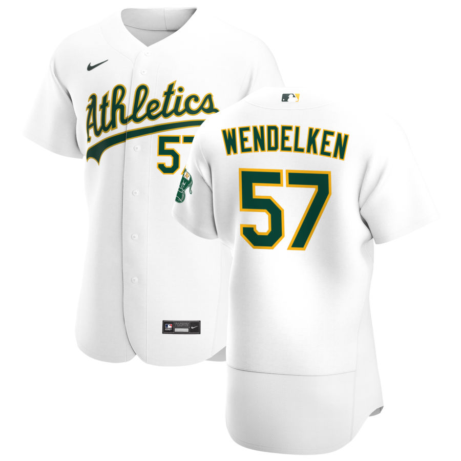 Personalized Oakland Athletics #57 J.B. Wendelken Men’s White Home 2020 Authentic Player MLB Jersey