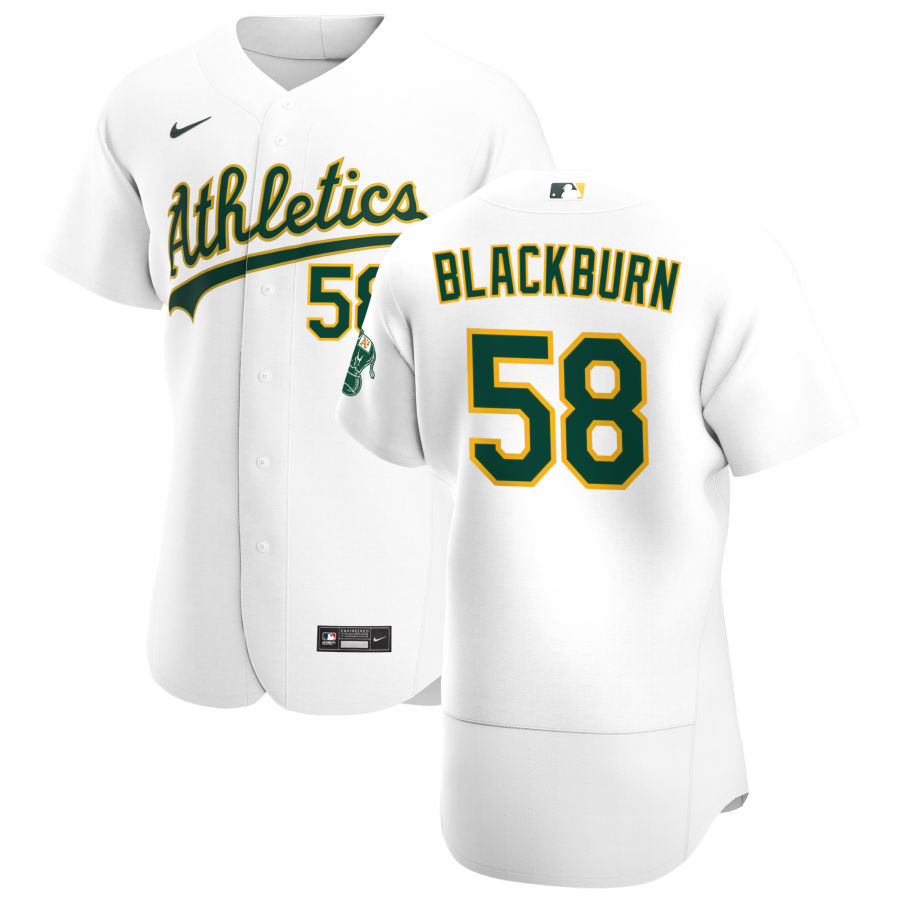 Personalized Oakland Athletics #58 Paul Blackburn Men’s White Home 2020 Authentic Player MLB Jersey