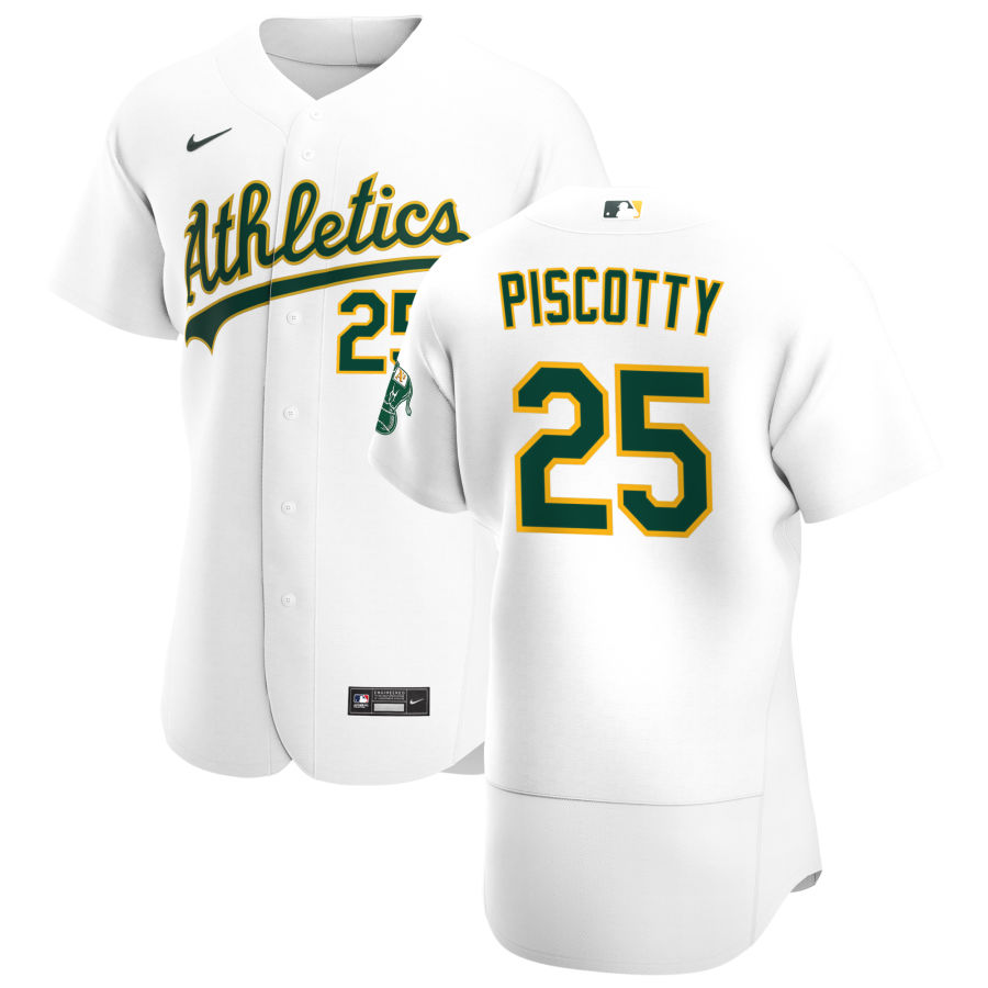 Personalized Oakland Athletics #25 Stephen Piscotty Men’s White Home 2020 Authentic Player MLB Jersey
